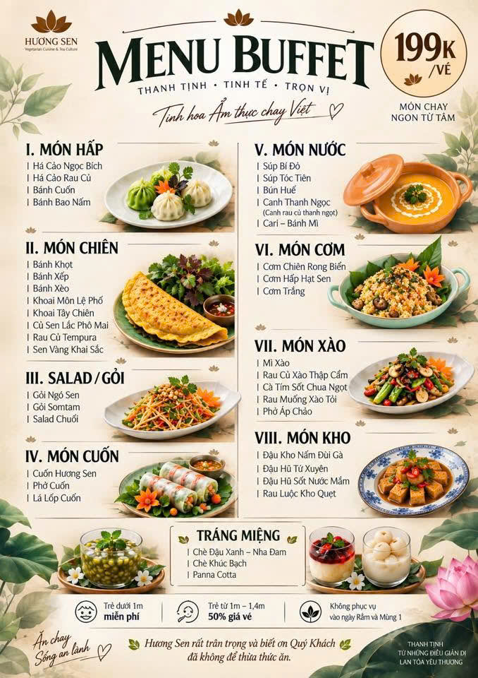 Menu buffet chay 199K